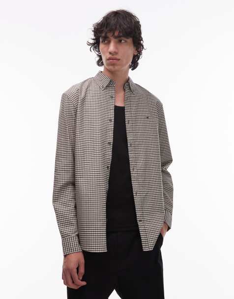 Tommy Jeans regular oxford check shirt in khaki - view 1