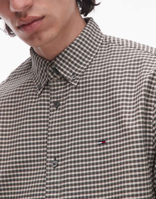 Tommy Jeans regular oxford check shirt in khaki, 5 of 5