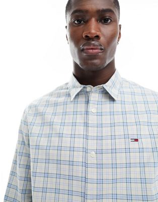 Tommy Jeans regular oxford check shirt in off white