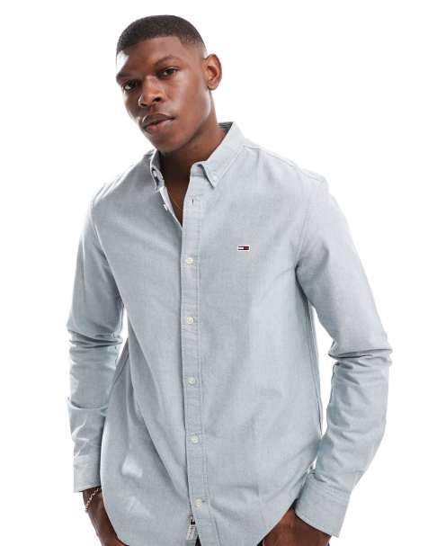 Tommy Jeans regular oxford shirt in blue marl - view 1