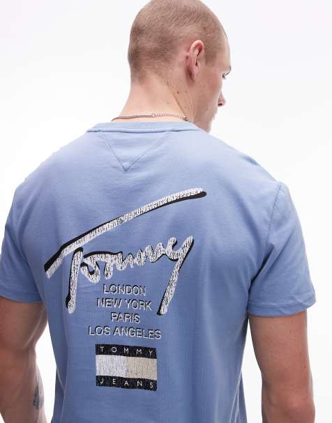 Tommy Jeans regular signature back print t-shirt in blue - view 1
