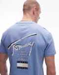 [Tommy Jeans] Tommy Jeans regular signature back print t-shirt in blue S Colorado Blue