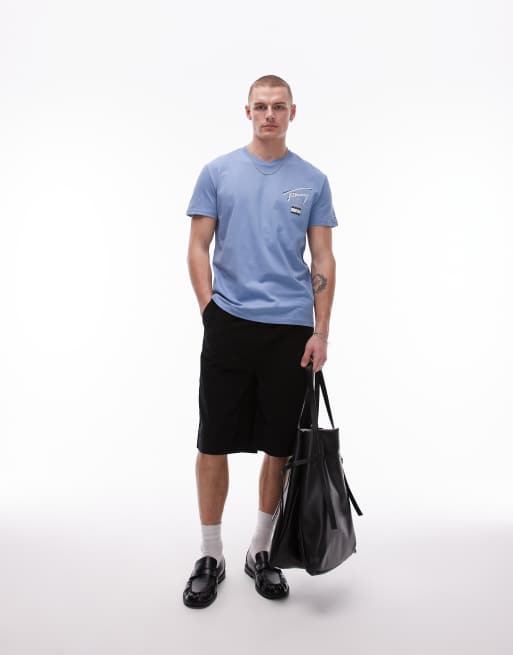 Tommy Jeans regular signature back print t-shirt in blue | ASOS