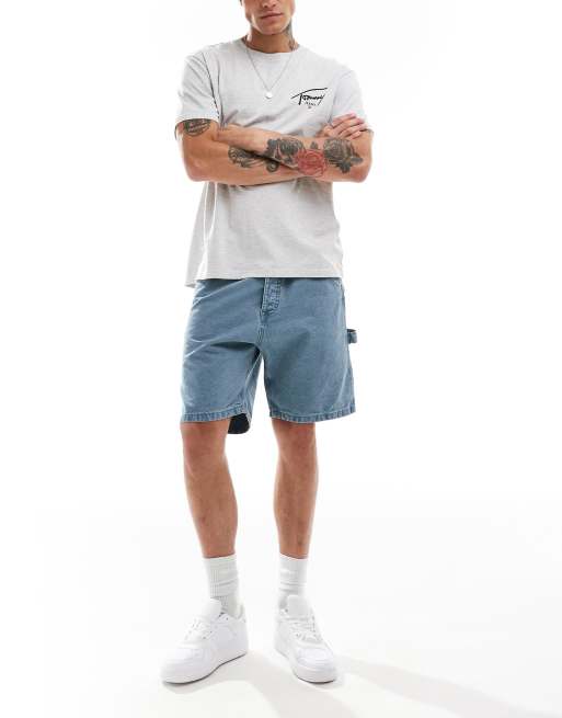 Tommy Jeans regular signature back print T-shirt in gray | ASOS