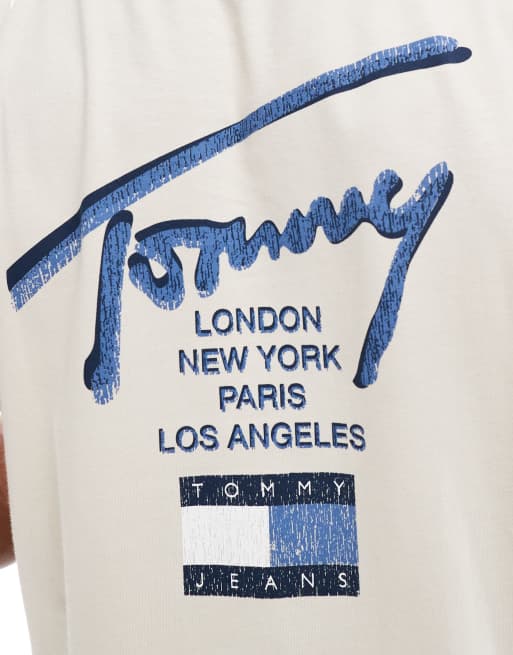 Tommy Jeans regular signature back print t-shirt in off white and blue, 3 of 4