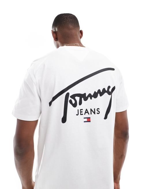 Tommy Jeans regular signature back print t shirt in white ASOS