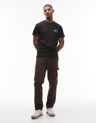 Tommy Jeans Regular Signature Detail Back And Front Prints T-shirt In Black