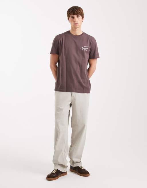 Tommy Jeans regular signature detail back print t-shirt in brown , 2 of 5