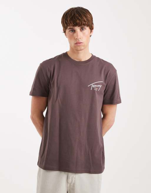 Tommy Jeans regular signature detail back print t-shirt in brown , 5 of 5
