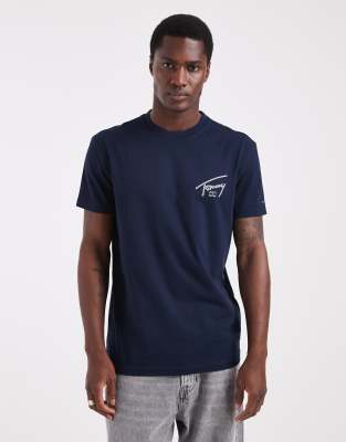 Tommy Jeans Regular Signature Detail Black Print T-shirt In Blue