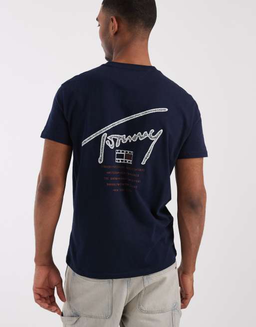 Tommy Jeans regular signature detail black print t-shirt in navy , 3 of 5