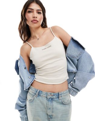 Tommy Jeans regular small classic top in cream