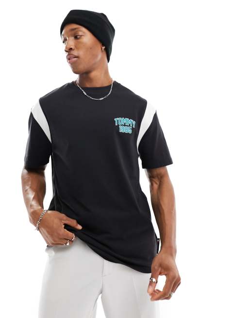 Tommy Jeans regular varsity t-shirt in black