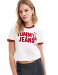 [Tommy Jeans] Tommy Jeans reindeer ringer baby t-shirt in white and red L Antique White