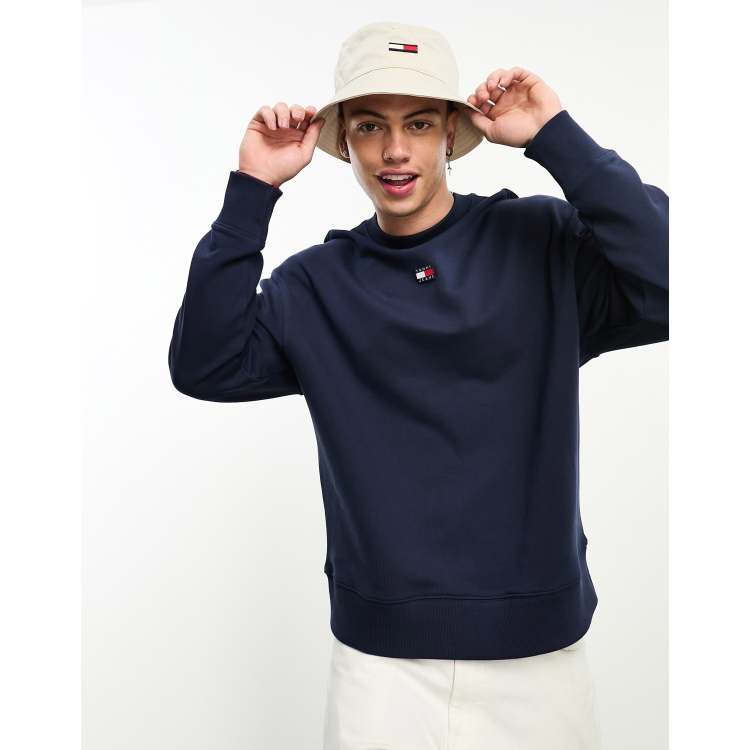 【 JEANS】 ★ Badge Crewneck T-shirt ★ Relax Fit Tommy Flag Badge Relaxed Sweatshirt | Sweatshirts & Hoodies