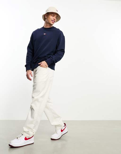 Tommy Jeans relaxed badge logo crew neck sweatshirt in blue