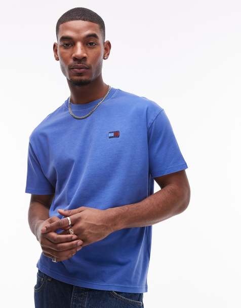 Tommy Jeans relaxed badge logo t-shirt in blue - view 1