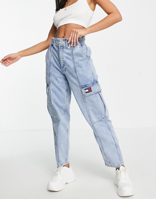 Tommy Jeans relaxed cargo jean in acid wash