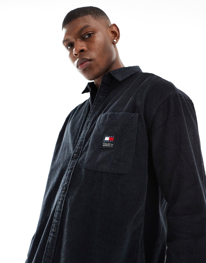 Tommy Jeans relaxed chunky corduroy shirt in black