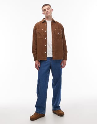 Tommy Jeans Chest-pockets Corduroy Shirt In Brown