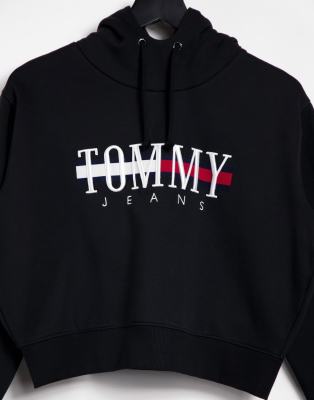 tommy jeans cropped logo hoodie