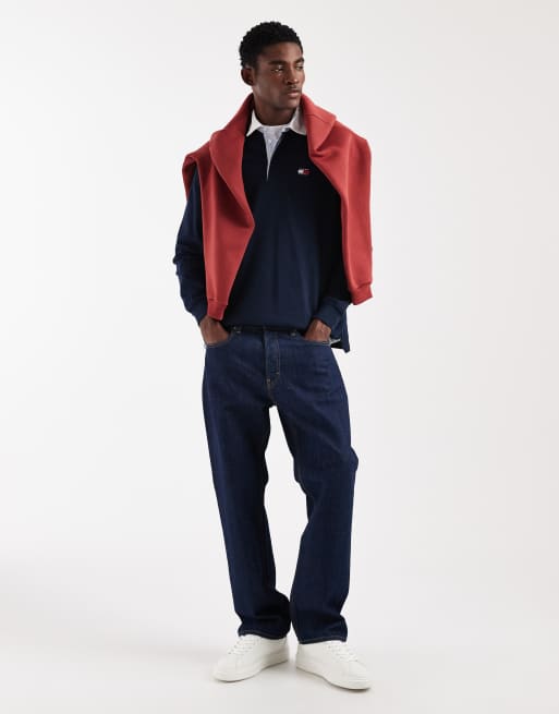 Tommy Jeans relaxed fit essential rugby shirt in navy, 2 of 5