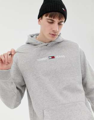 tommy jeans small logo white hoodie