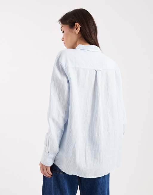Tommy Jeans relaxed fit linen blend shirt in light blue, 2 of 4