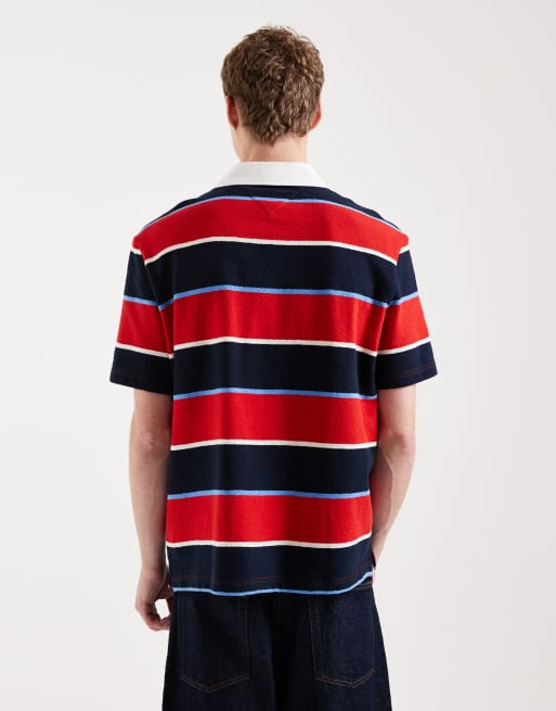 Tommy Jeans relaxed fit polo shirt in red stripes, 3 of 5