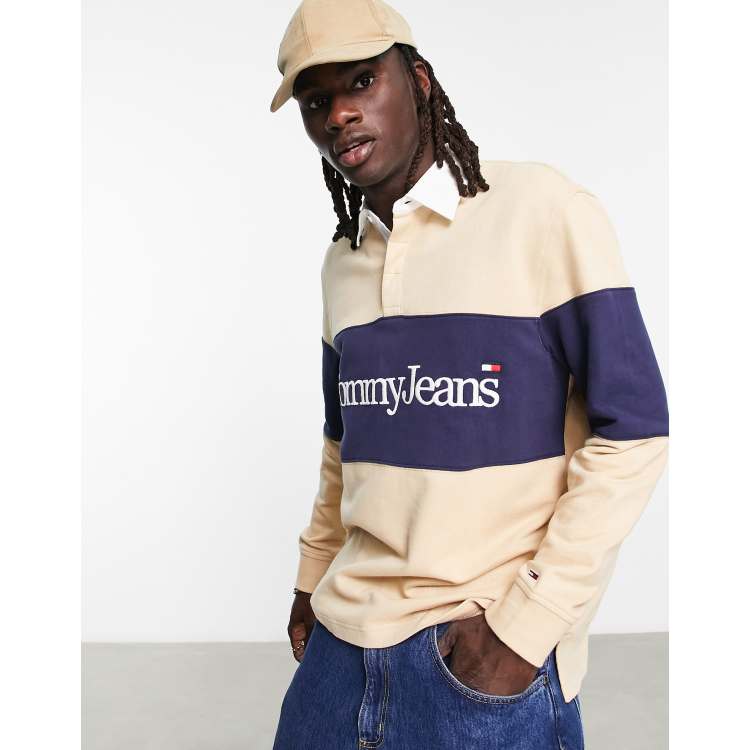 Tommy jeans 90s colour on sale block rugby shirt