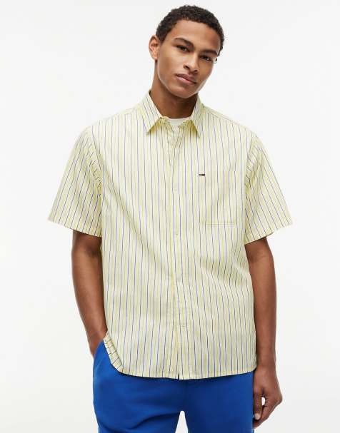 Tommy Jeans Relaxed fit stripe short sleeve shirt in multi yellow - view 1