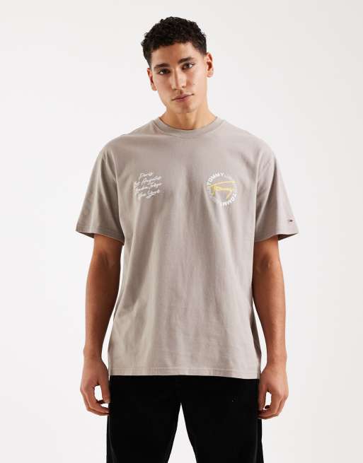 Tommy Jeans – Relaxed-Fit-T-Shirt in Steinbeige mit rundem Logo, 3 von 5