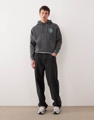 Tommy Jeans Relaxed Graphic Chest Logo Hoodie In Black