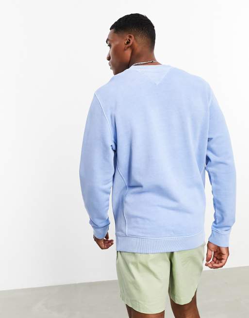 Tommy Jeans relaxed grunge arch logo crewneck sweatshirt in light blue