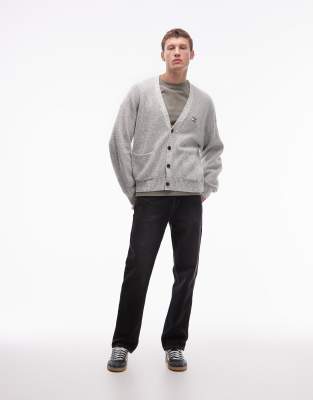Tommy Jeans Relaxed Knit Cardigan In Gray