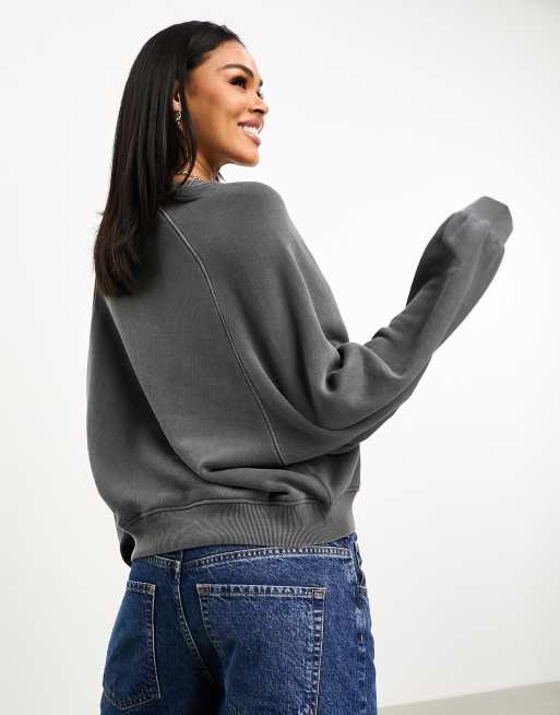 Tommy Jeans relaxed leopard print logo crewneck sweatshirt in charcoal ASOS