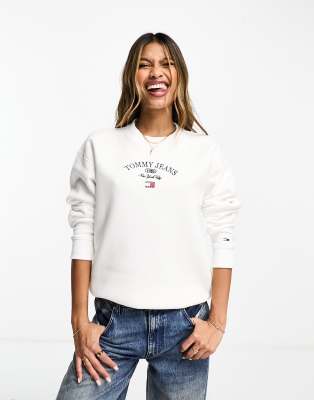 Tommy Jeans relaxed luxe authentic logo crewneck sweatshirt in white