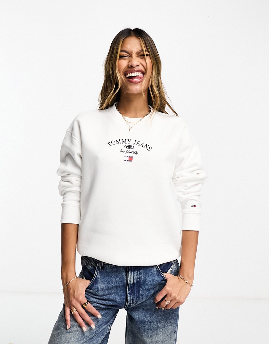 Tommy Jeans relaxed luxe authentic logo crewneck sweatshirt in white
