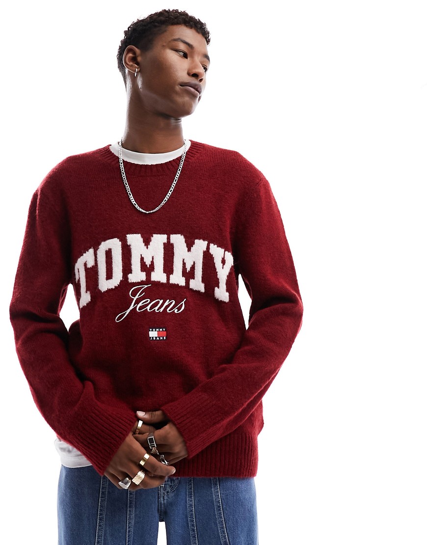 Tommy Jeans relaxed new varsity logo jumper in red