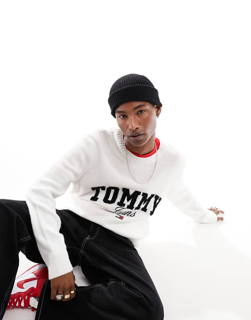 Tommy Jeans relaxed new varsity logo jumper in white