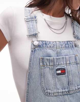 Tommy Jeans Relaxed Overalls In Blue