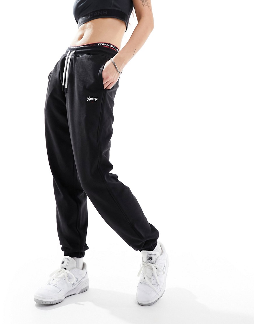 Tommy Jeans relaxed script joggers in black