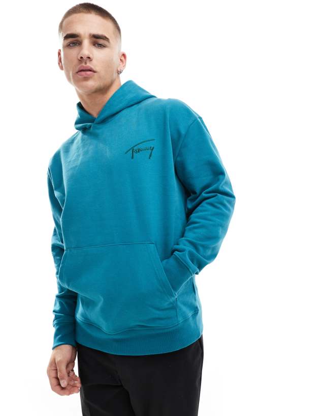 Tommy Jeans - relaxed signature hoodie in teal