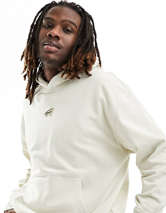 Tommy Jeans - relaxed signature logo hoodie in beige