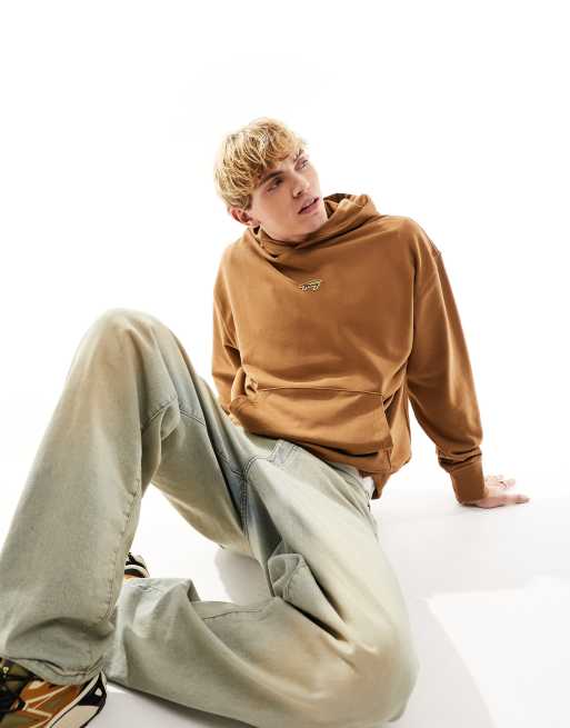 tommy con Jeans relaxed signature logo hoodie in khaki