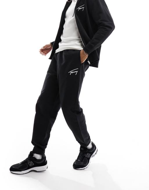 Tommy Jeans relaxed signature sweatpants in black (part of a set)