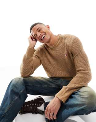 Tommy Jeans Tommy Jeans relaxed tonal XS badge logo jumper in sand-Neutral