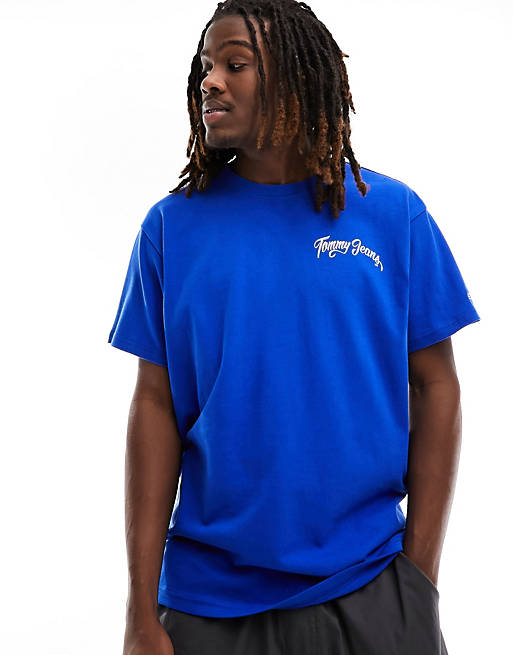 Tommy Jeans relaxed vintage city t-shirt in blue | ASOS