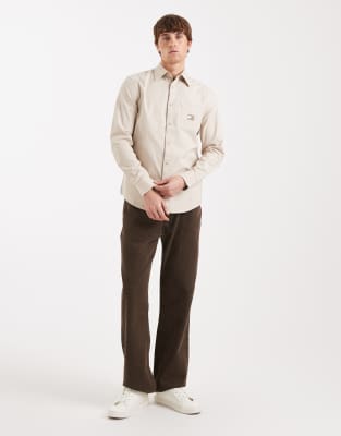 Tommy Jeans Relaxed Washed Shirt In Neutral