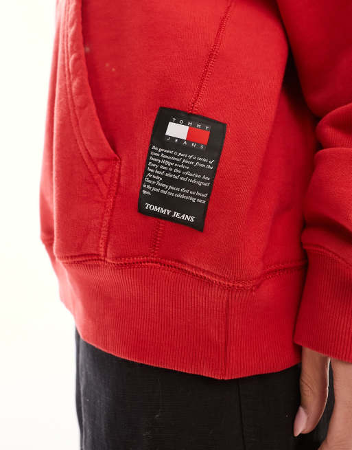 Tommy Jeans - Remastered - Rød unisex-hættetrøje med 1985-logo, 3 af 4